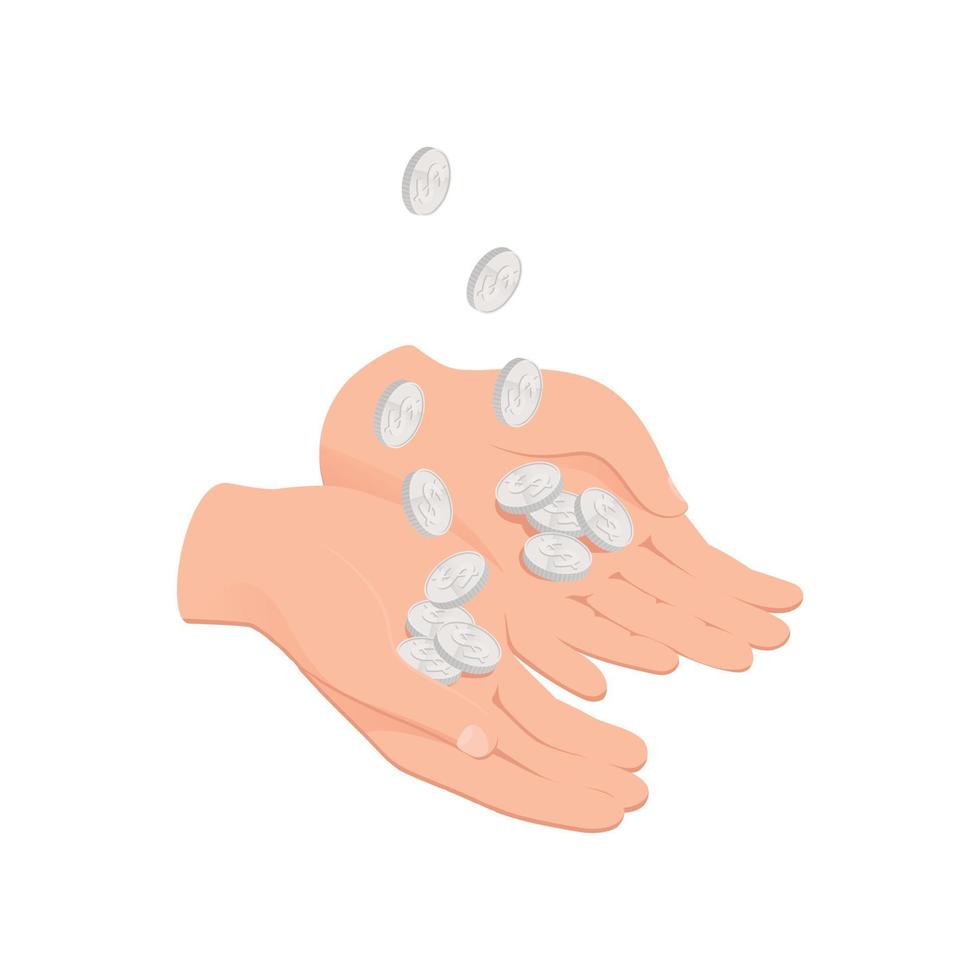 Coins In Hands Composition vector