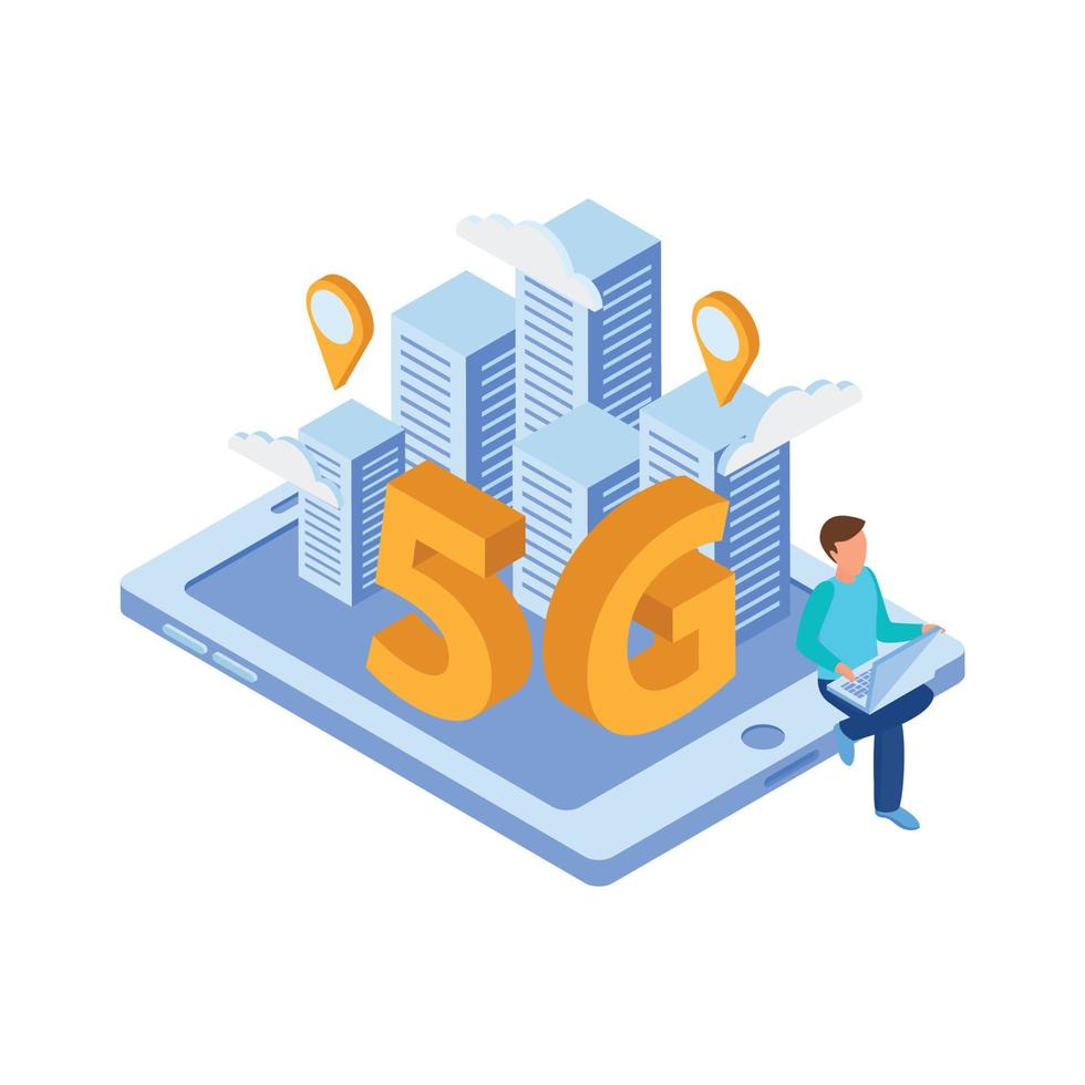 5G Tablet City Composition vector