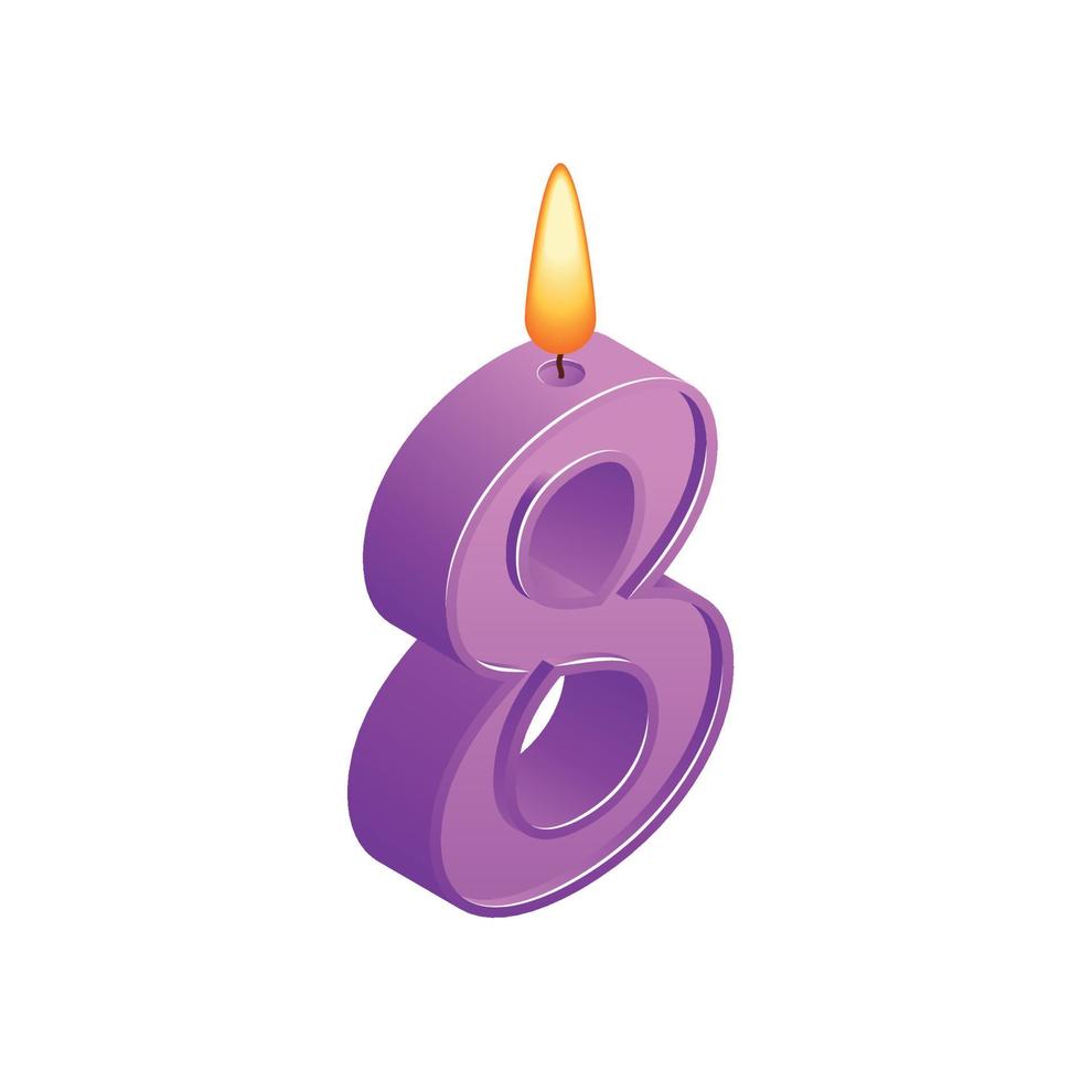 8th Anniversary Candle Composition vector