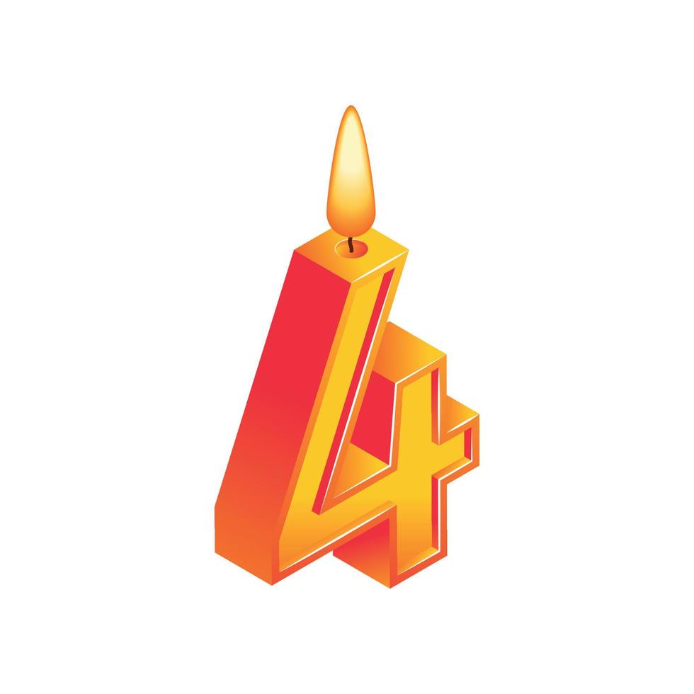 4th Anniversary Candle Composition vector