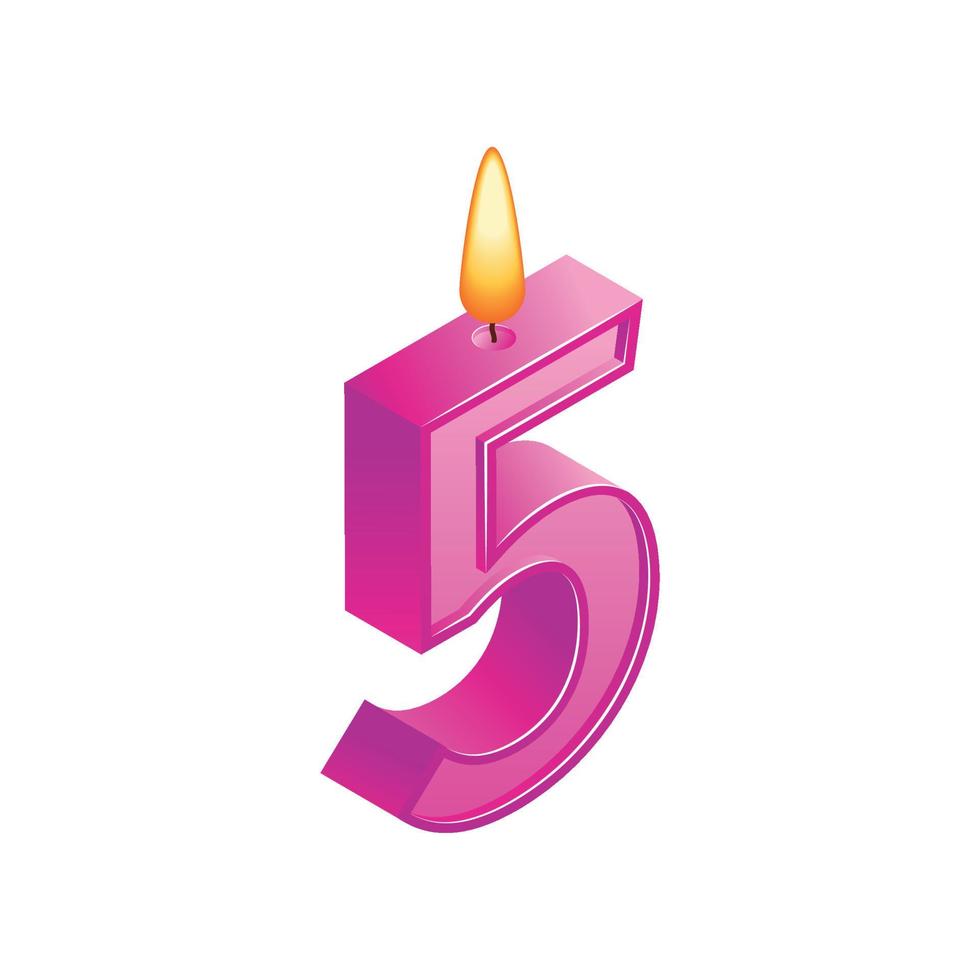 5th Anniversary Candle Composition vector