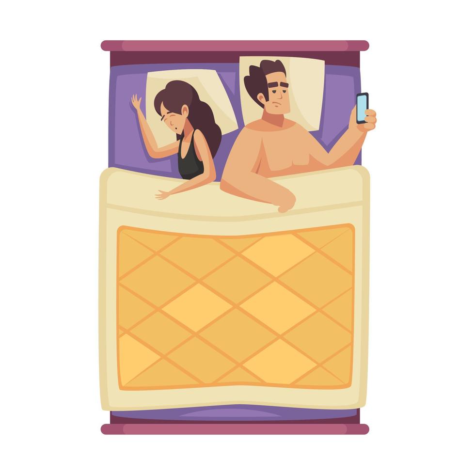 Sleepless Couple Time Composition vector
