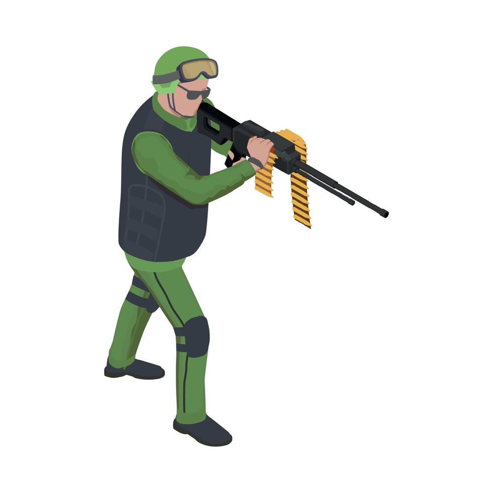 soldado apuntando composición de pistola vector