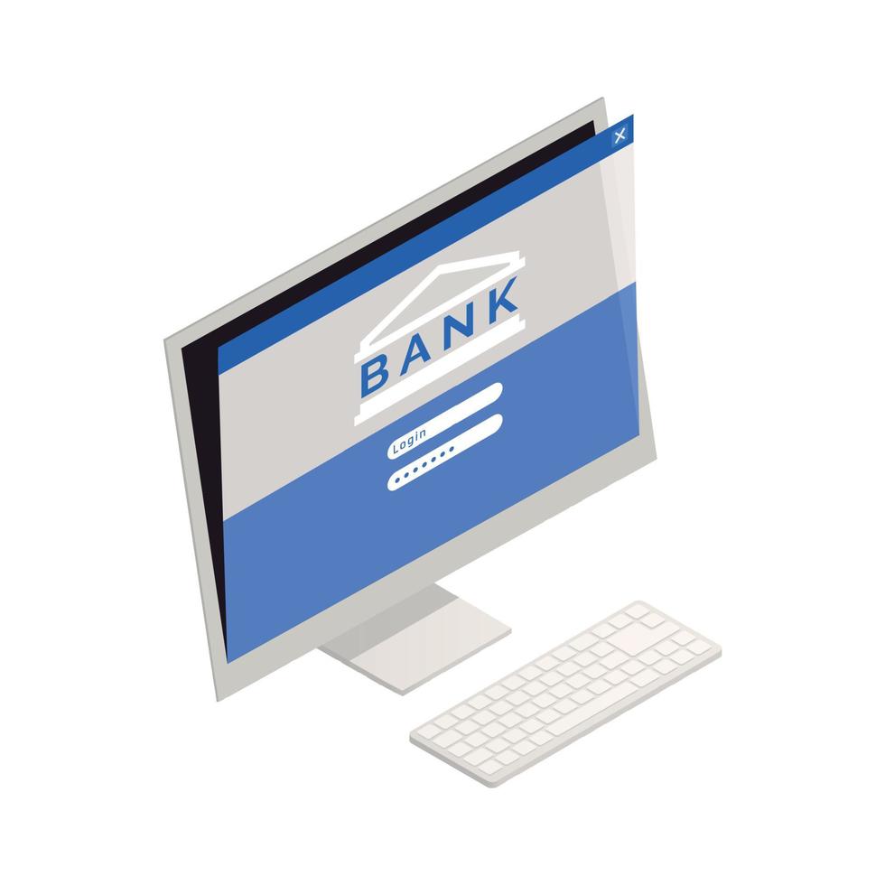 Computer Banking Isometric Composition vector