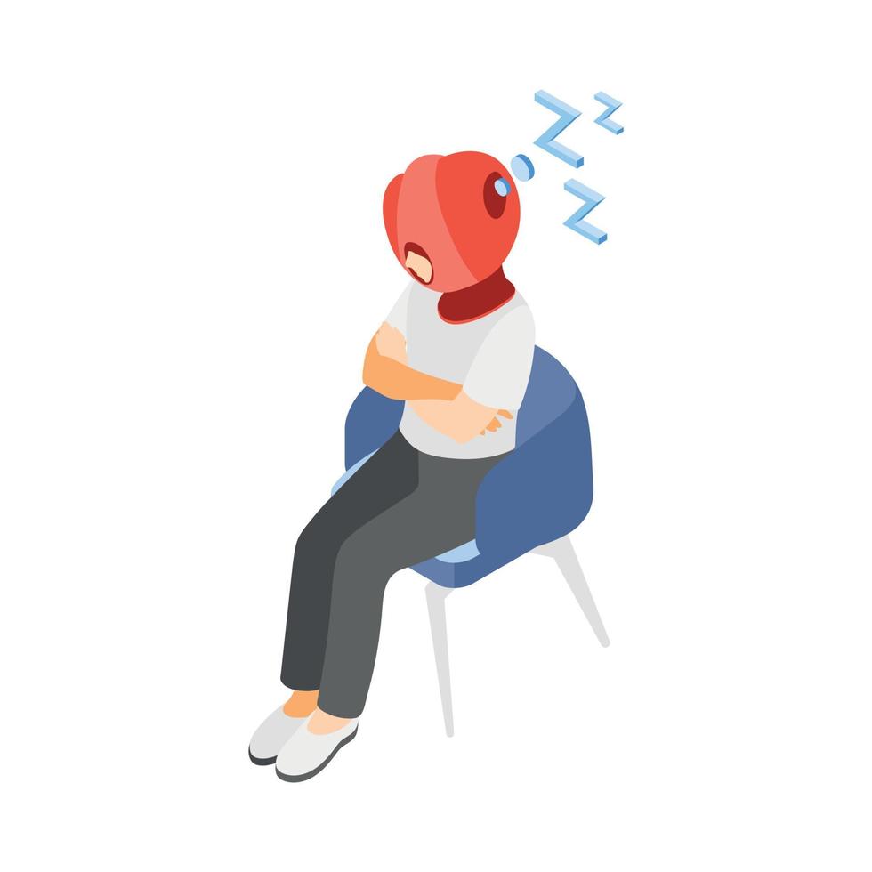 Sleeping Helmet Isometric Composition vector