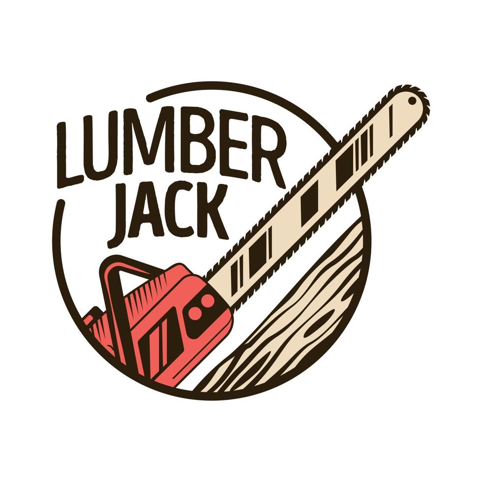 Lumberjack Chainsaw Emblem Composition vector