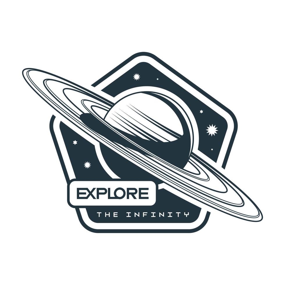 explorar el espacio emblema de saturno vector