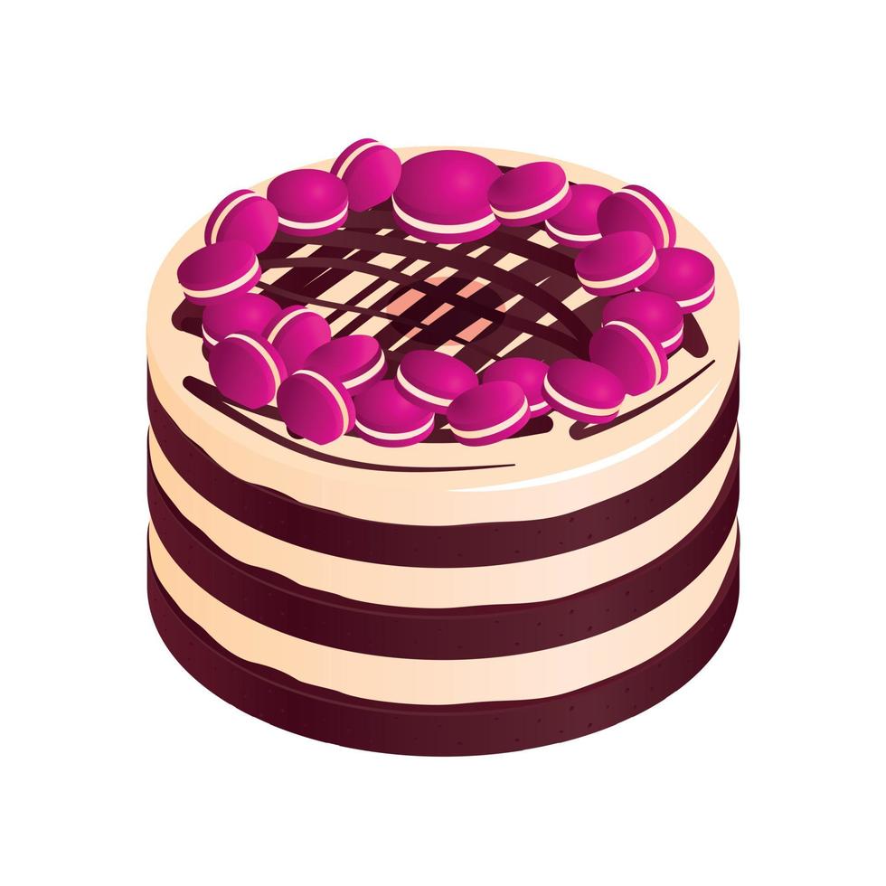 composición de pastel de macarrones de cumpleaños vector