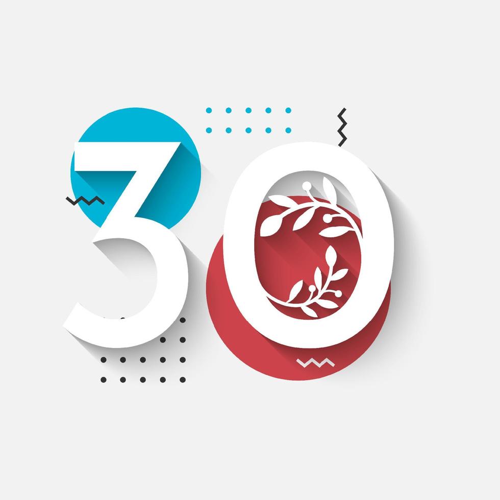 Number 30 Illustration template design vector