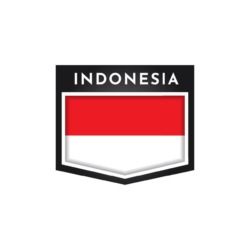 Bandera de Indonesia con diseño de plantilla de ilustración de etiqueta vector