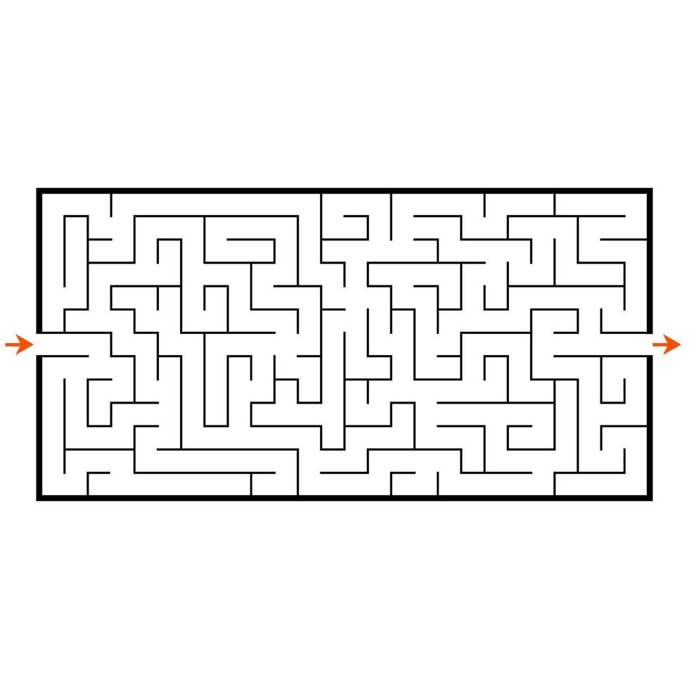 Abstract rectangular maze. Game for kids. Puzzle for children. Labyrinth conundrum. Flat vector illustration isolated on white background.
