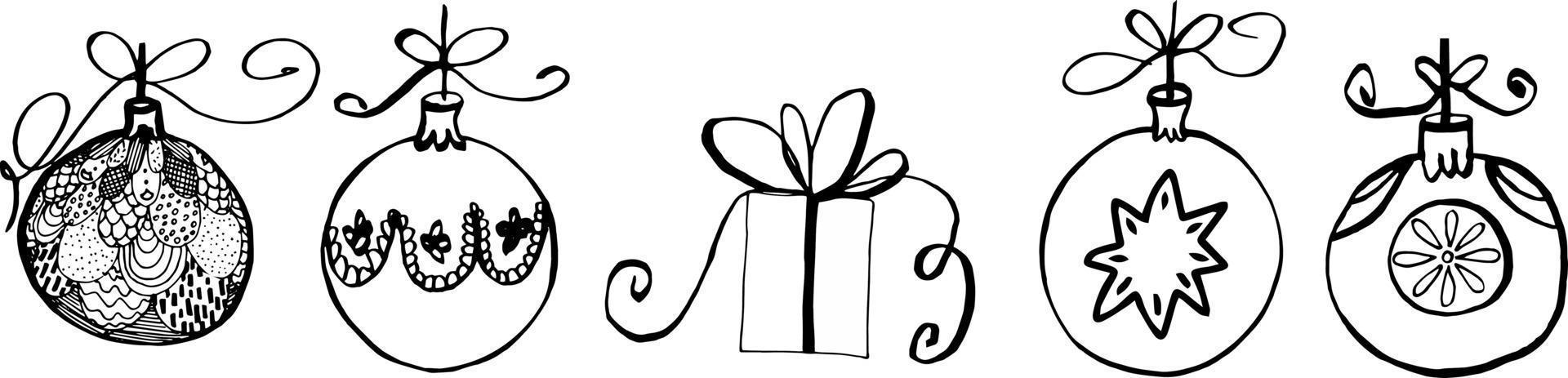 Christmas decorations Christmas balls isolated vector elements. Christmas doodles