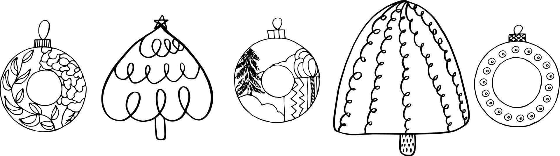 Christmas decorations Christmas balls isolated vector elements. Christmas doodles