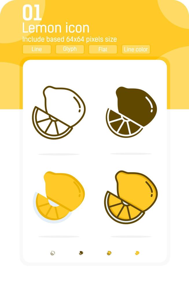 Citrus or lemon premiun icon with multiple style isolated on white background. Vector illustration sign symbol icon design for websites, mobile apps, UI, UX, packaging, fruits and all project