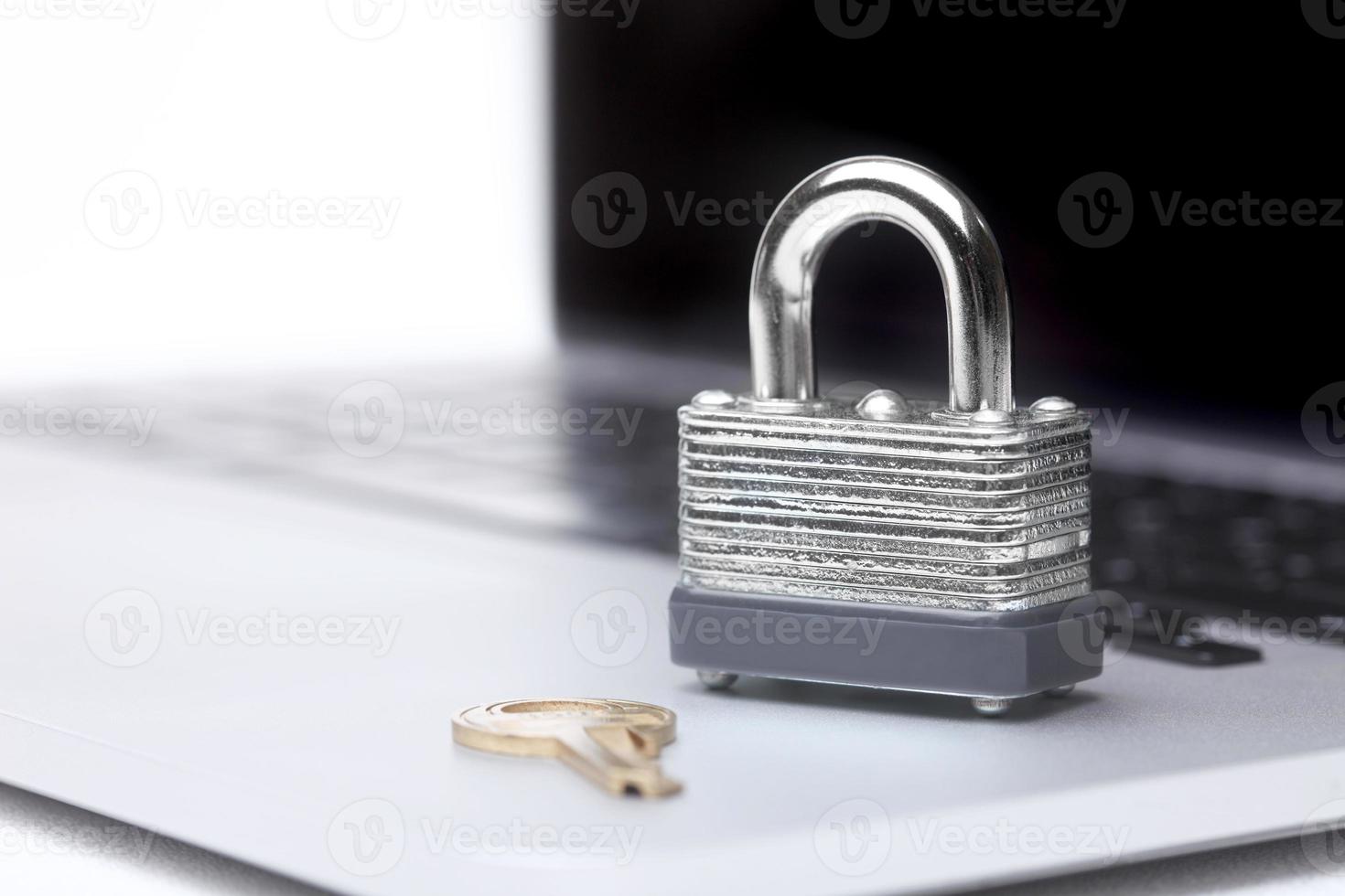 Computer With Lock and Key photo