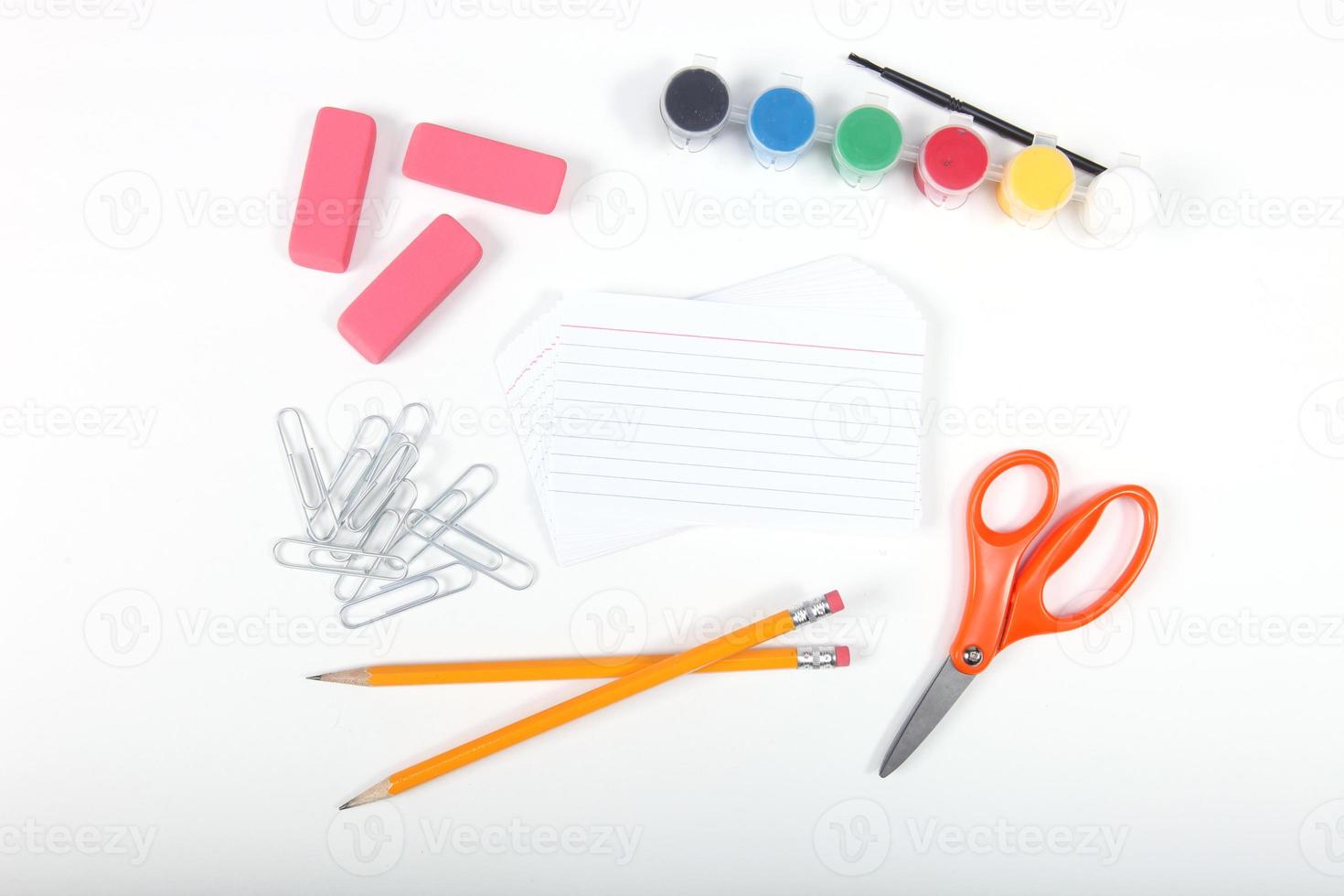 School office supplies on a white background photo