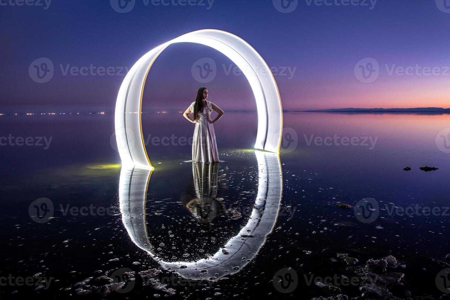 Light Painted Girl in the Salton Sea photo
