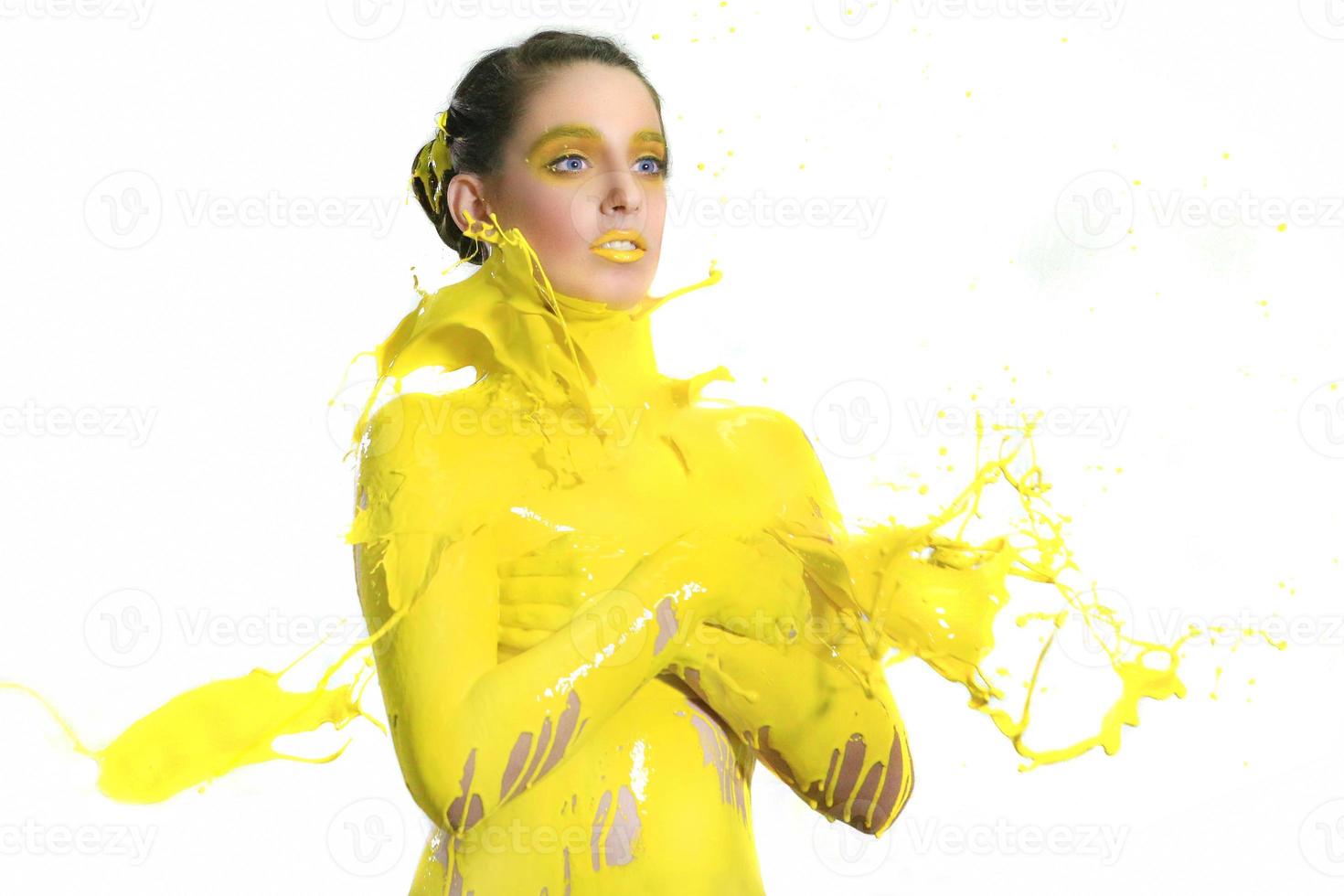 High Speed Photography of Woman With Liquid Paint photo