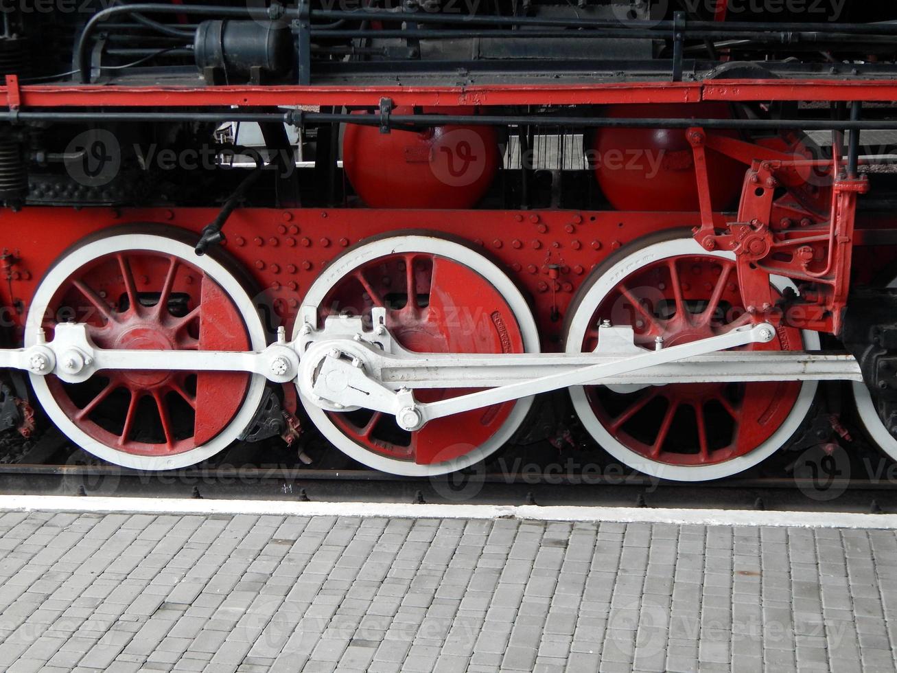 Railway transport details of locomotive, wagon photo