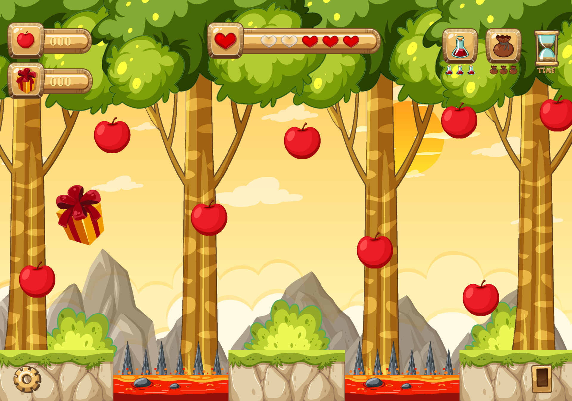 Collecting Apples Game Scene Template 3638322 Vector Art at Vecteezy