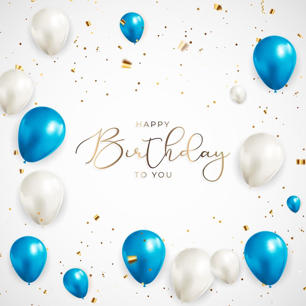 Happy Birthday congratulations banner design with Confetti, Balloons  for Party Holiday Background. Vector Illustration