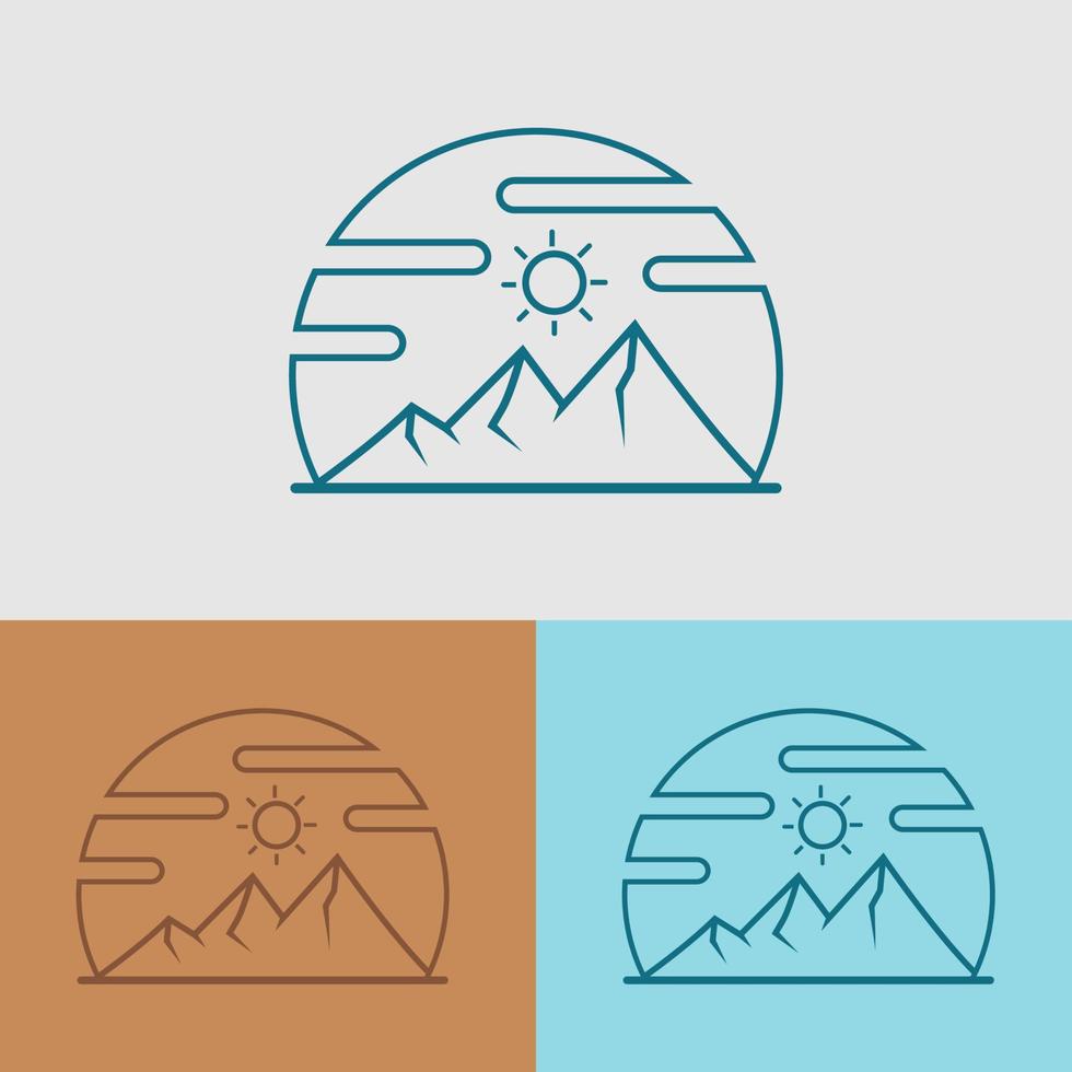 Logotipo de montaña al aire libre adecuado para la marca de aventuras. montaña logo lineart vector