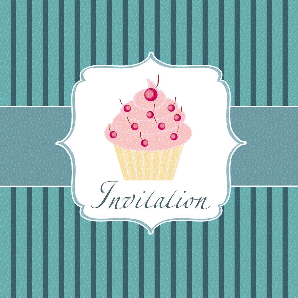 cupcake invitation background vector