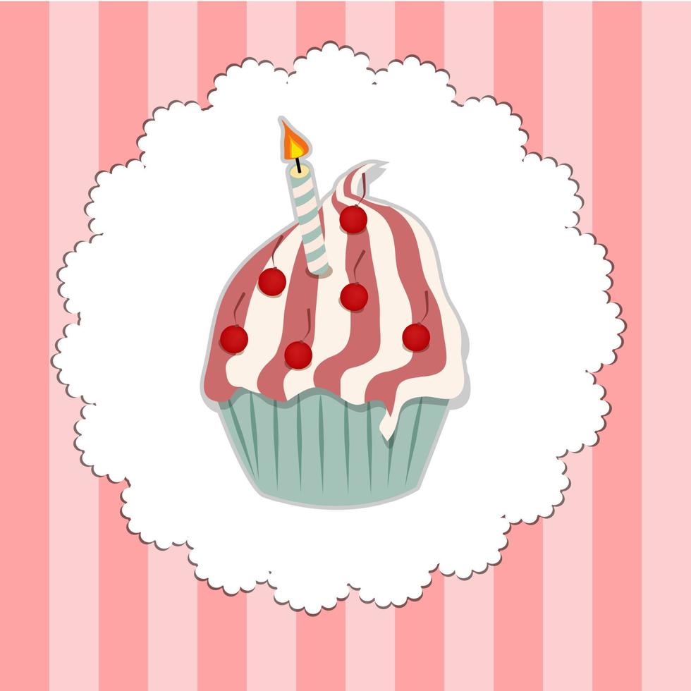 Ilustración de vector de tarjeta de invitación de cupcake