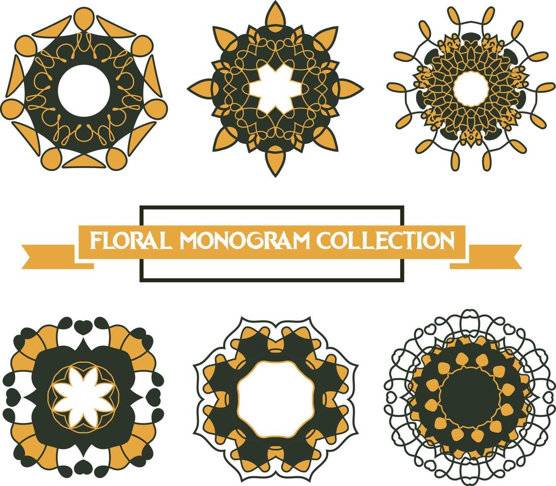 Abstract Floral Monogram Label Collection vector