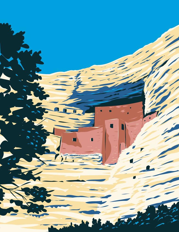 Pre-Columbian Dwellings in Montezuma Castle National Monument in Camp Verde Arizona WPA Poster Art vector