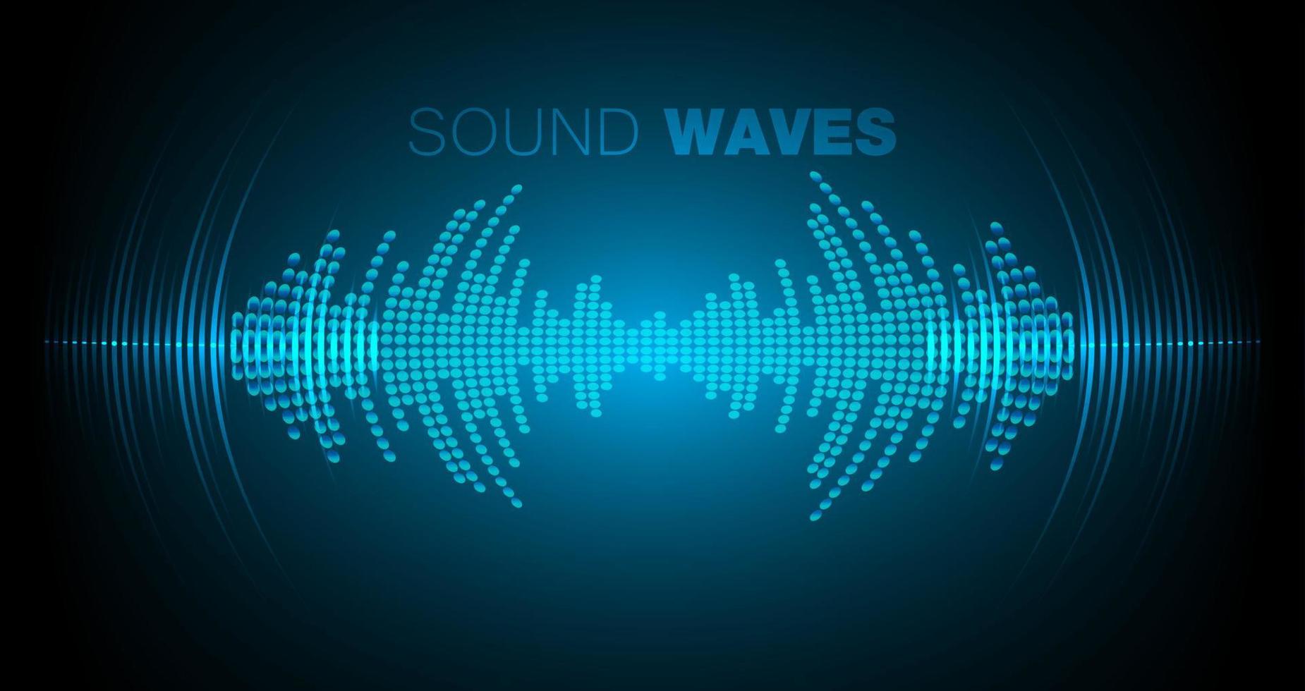 Sound waves oscillating dark light vector