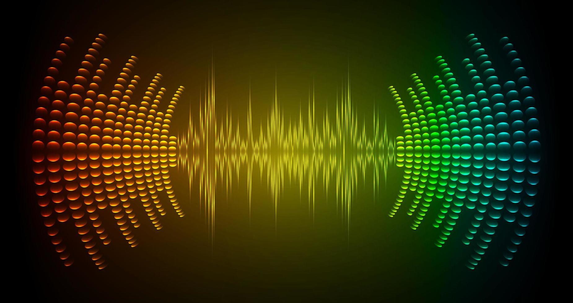 Sound waves oscillating dark light vector