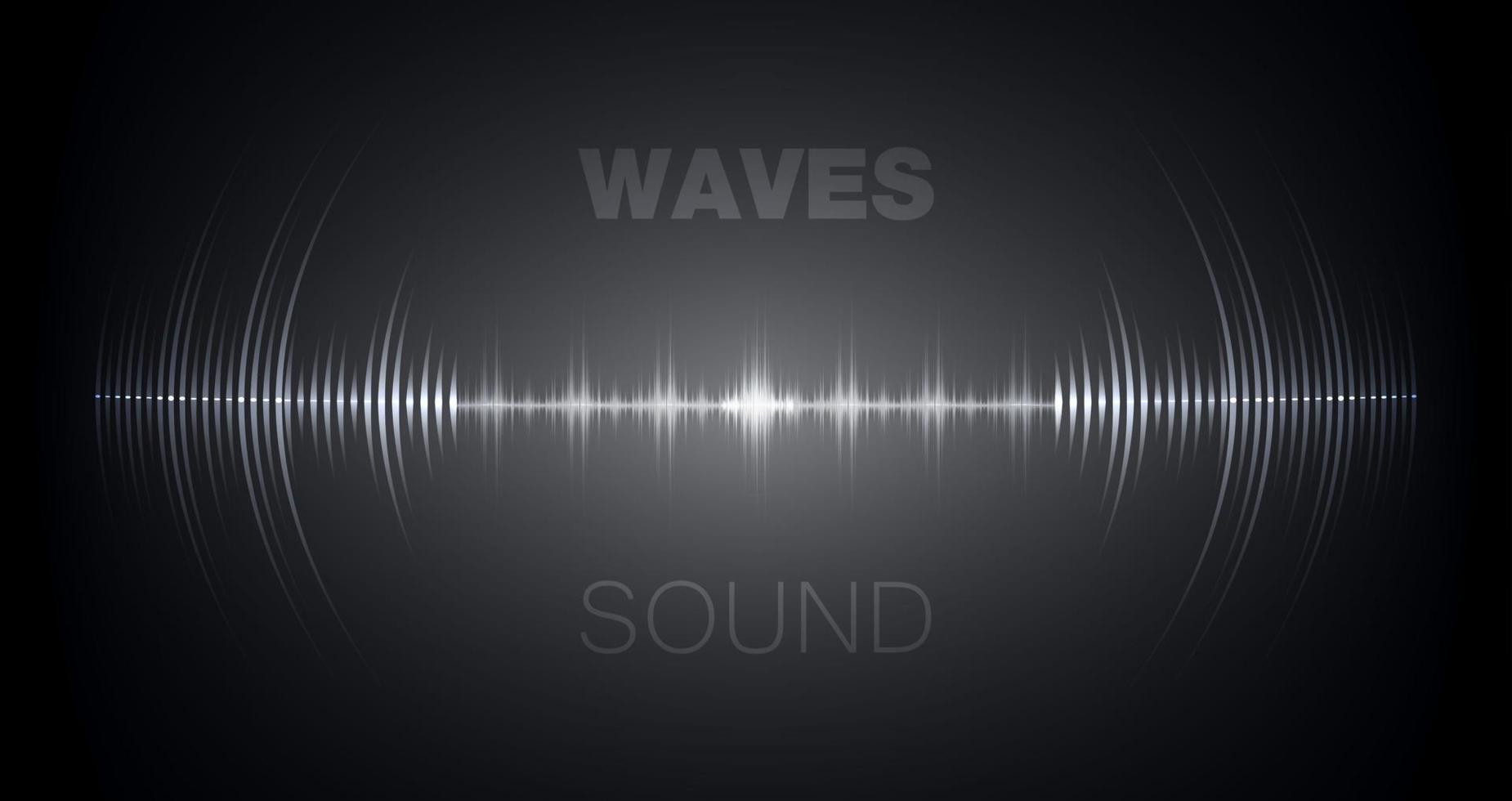 Sound waves oscillating dark light vector