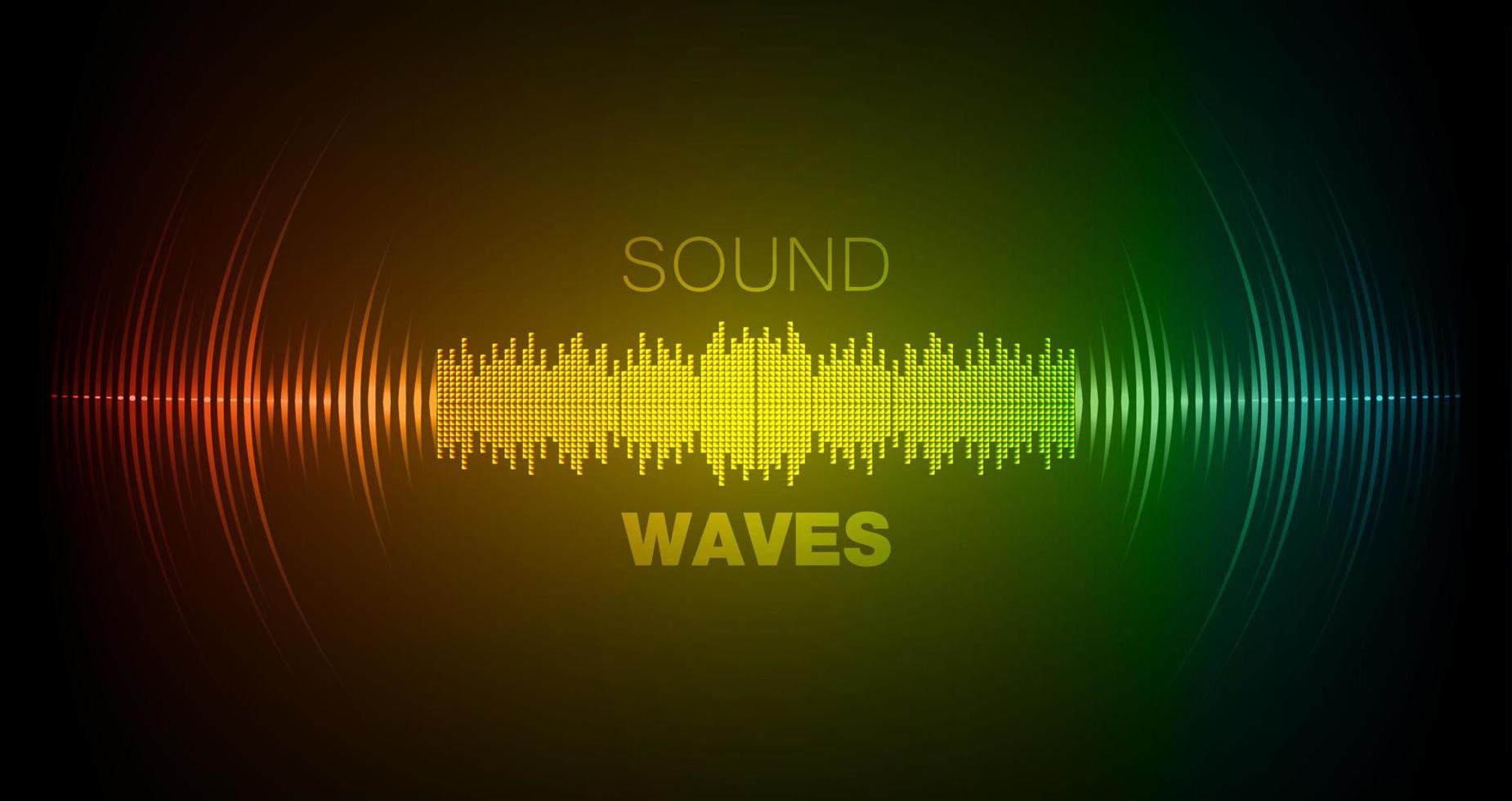 Sound waves oscillating dark light vector