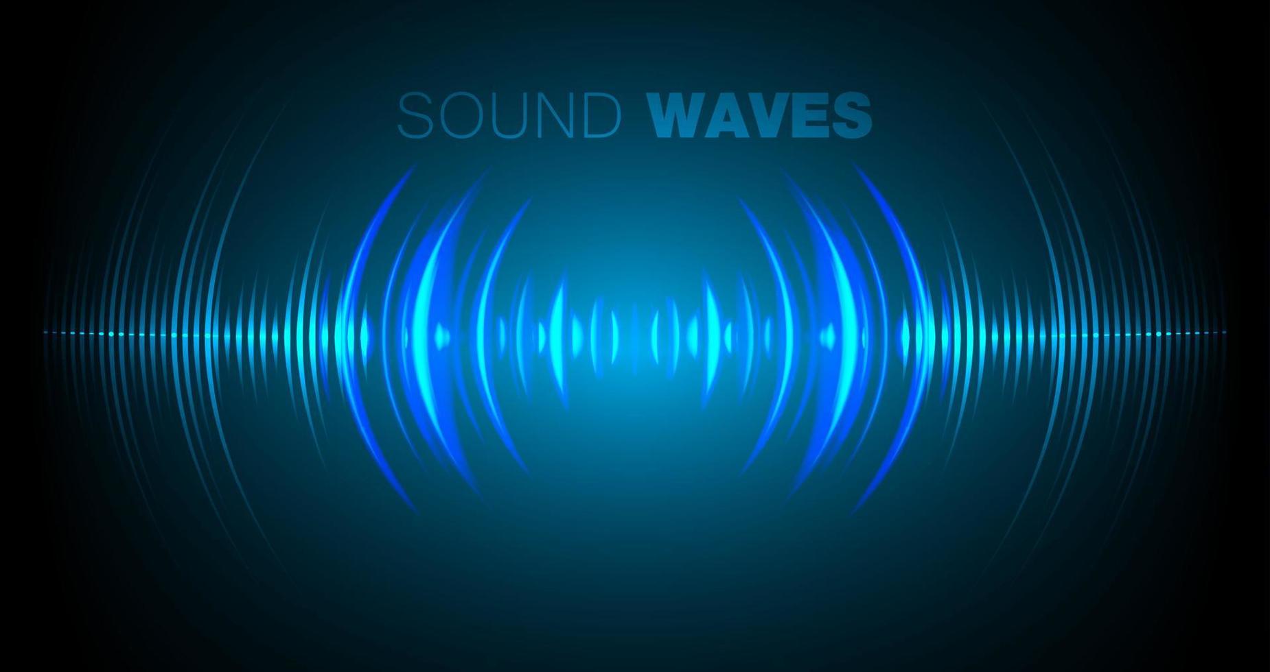 Sound waves oscillating dark light vector