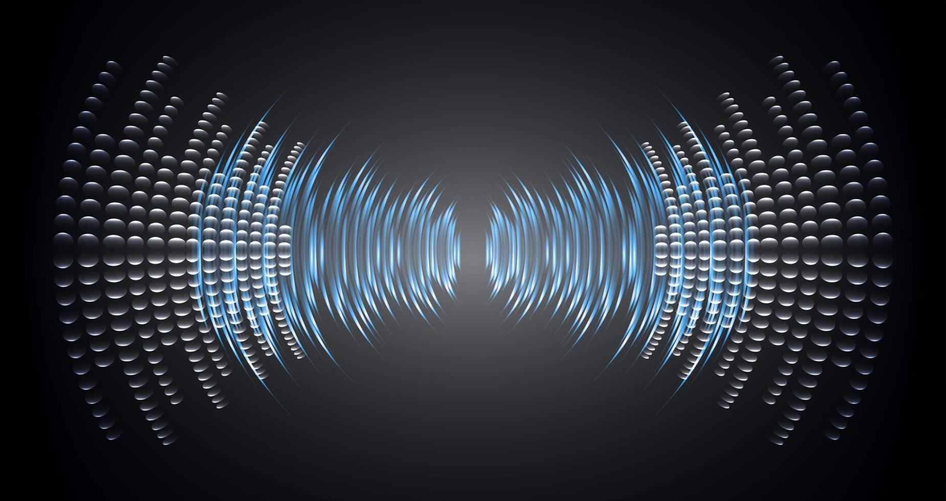 Sound waves oscillating dark light vector