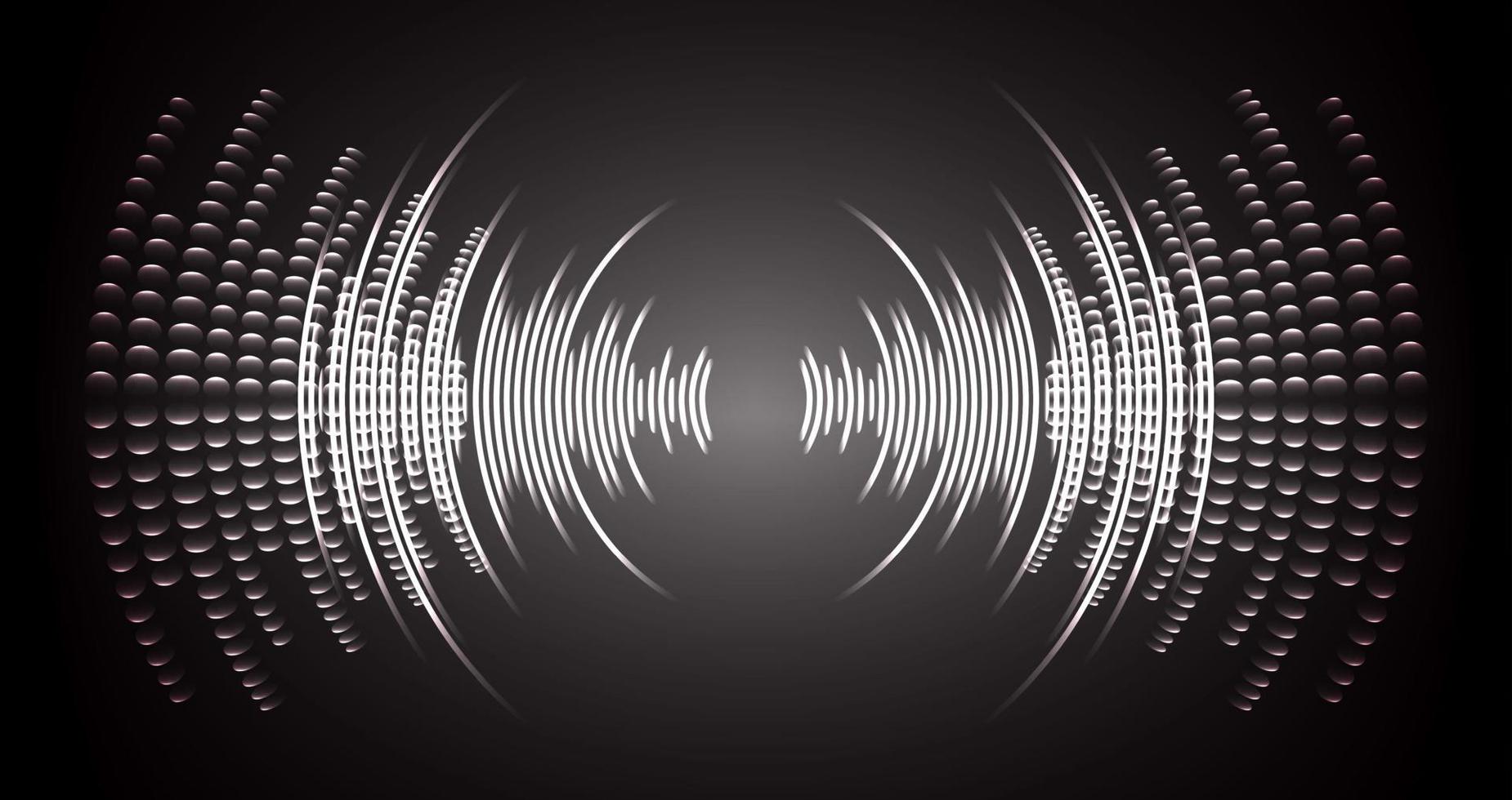 Sound waves oscillating dark light vector