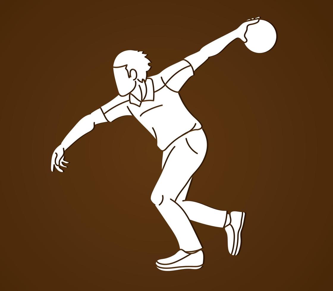 bolos, deporte, jugador, acción, jugador masculino vector