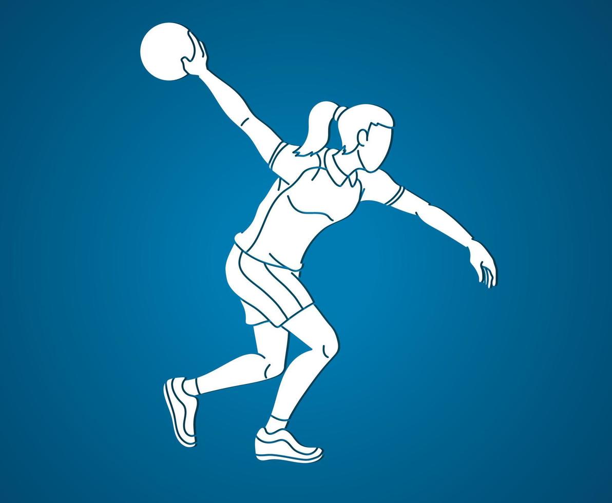 bolos, deporte, jugador, acción, jugador femenino vector