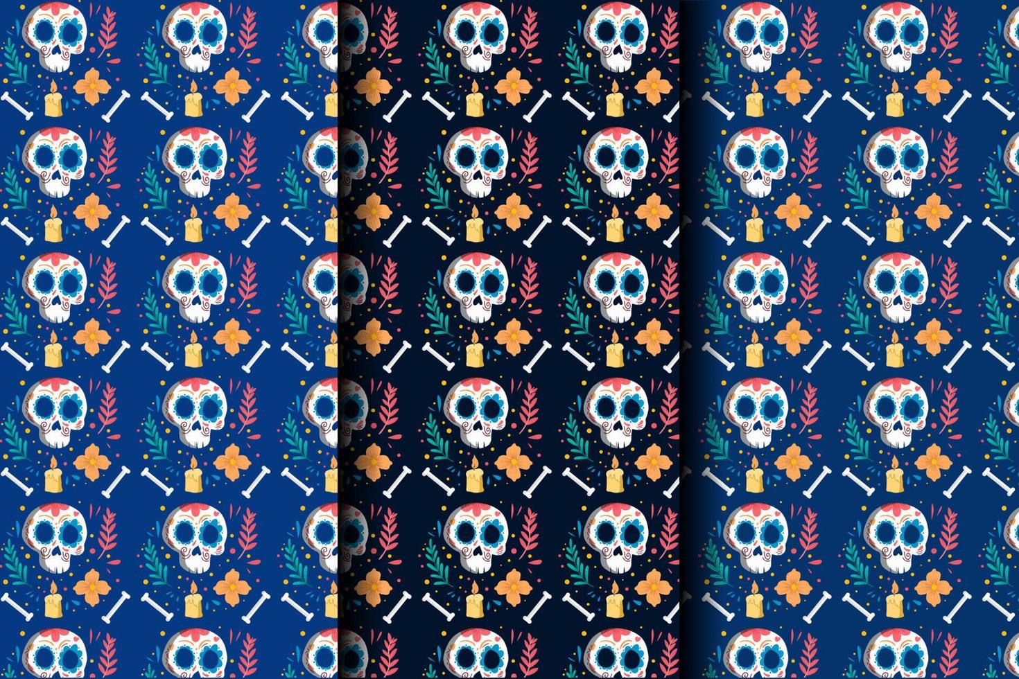 hand drawn day of the dead pattern vector