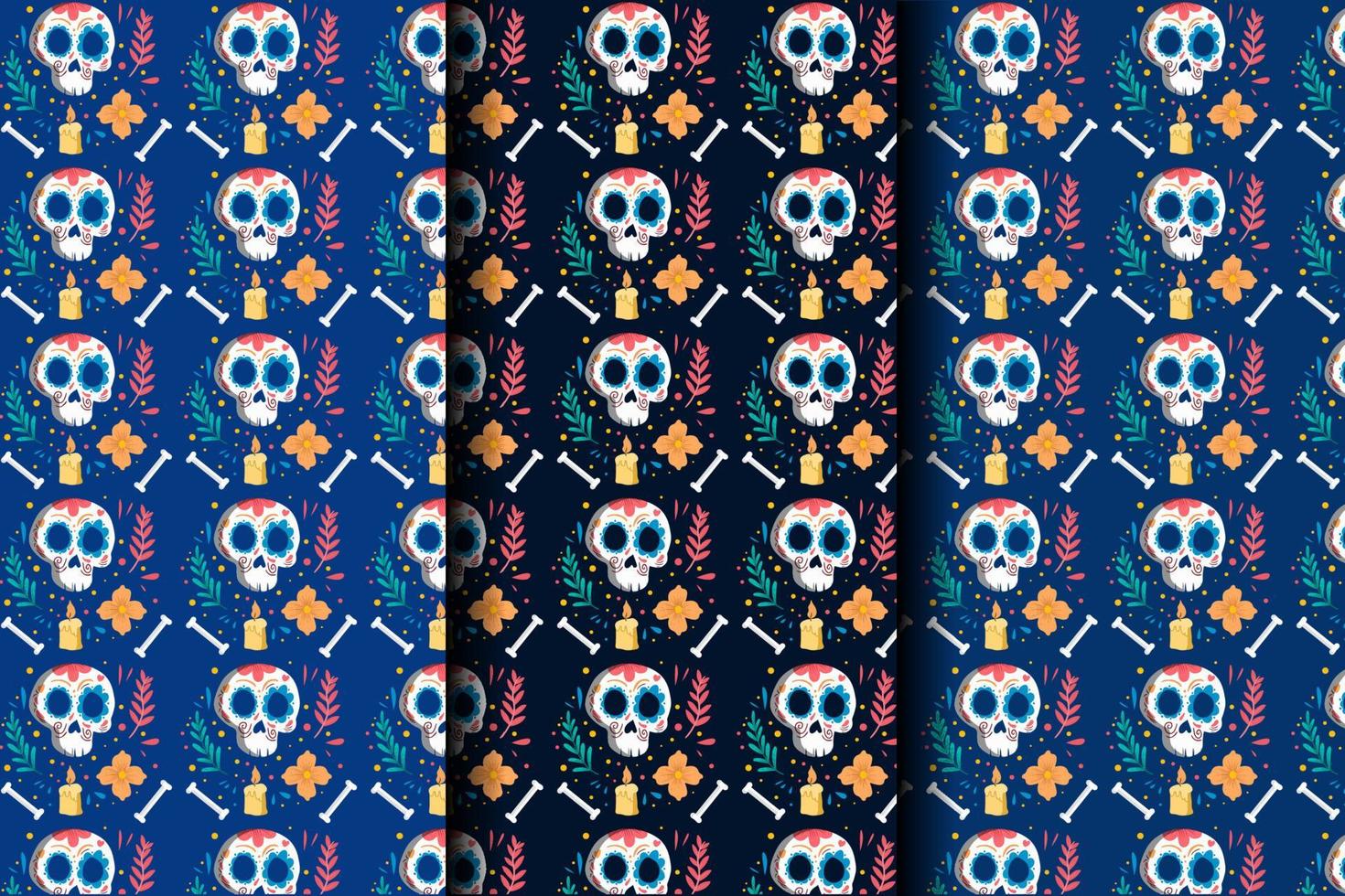 hand drawn day of the dead pattern vector