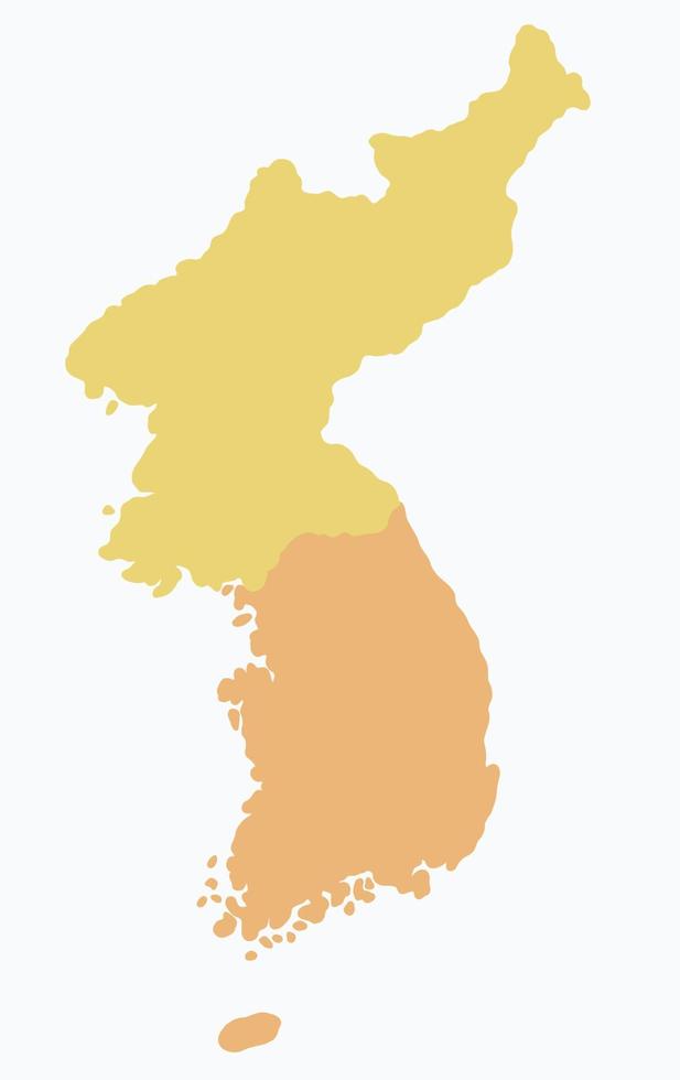 Doodle freehand drawing of North and South Korea map. vector