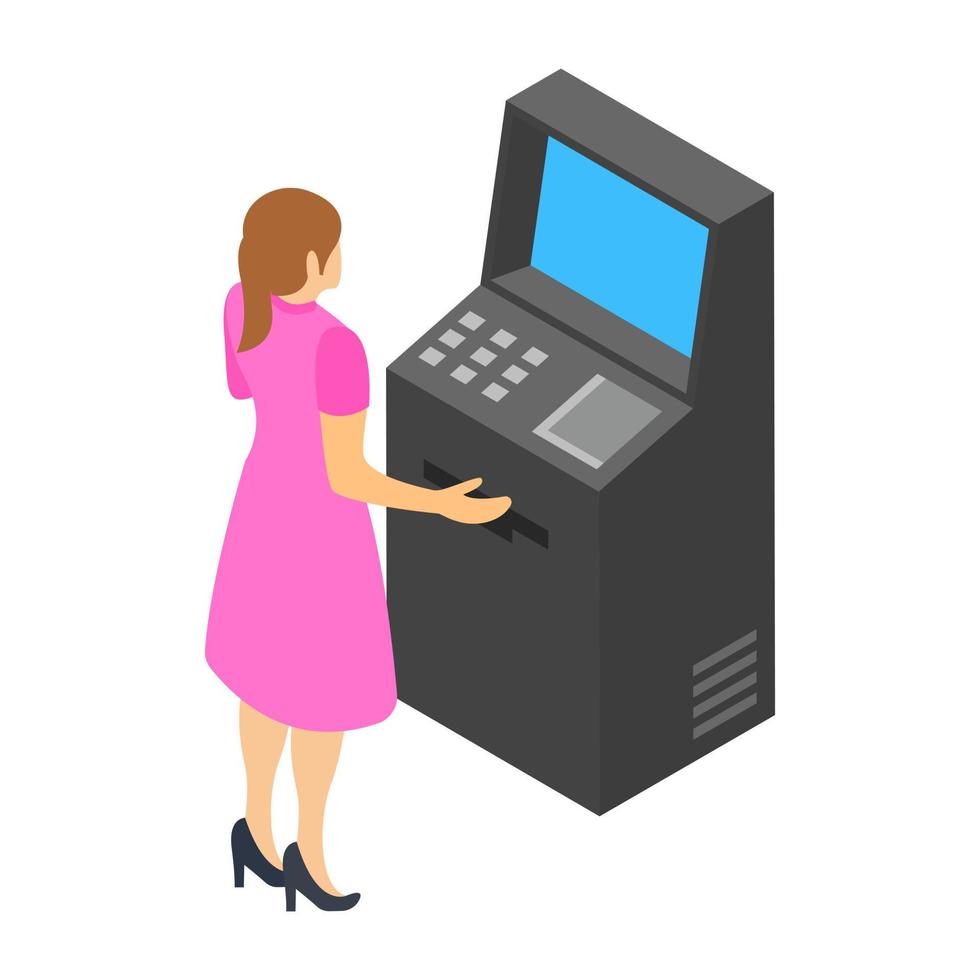 Operating Atm Machine vector