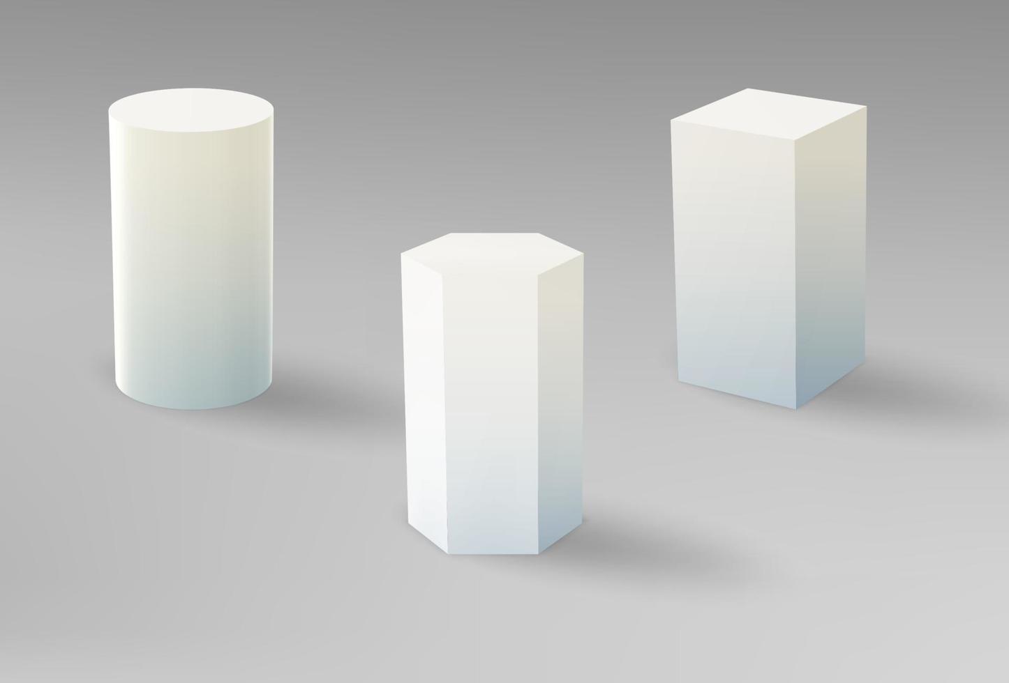 3d Pedestals or podium, geometric empty museum stages. vector