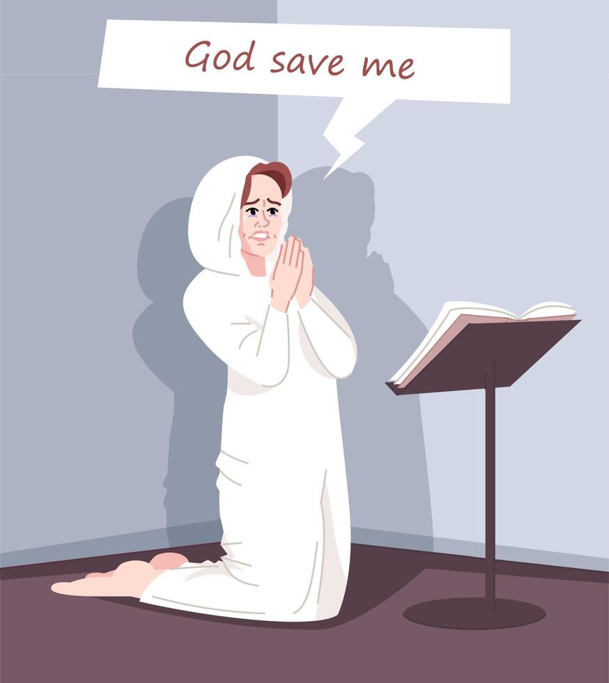 Religious obsession flat vector illustration