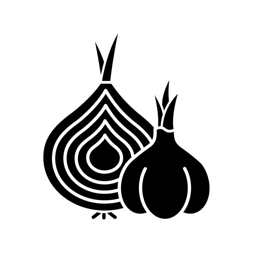 Onion and garlic glyph icon vector