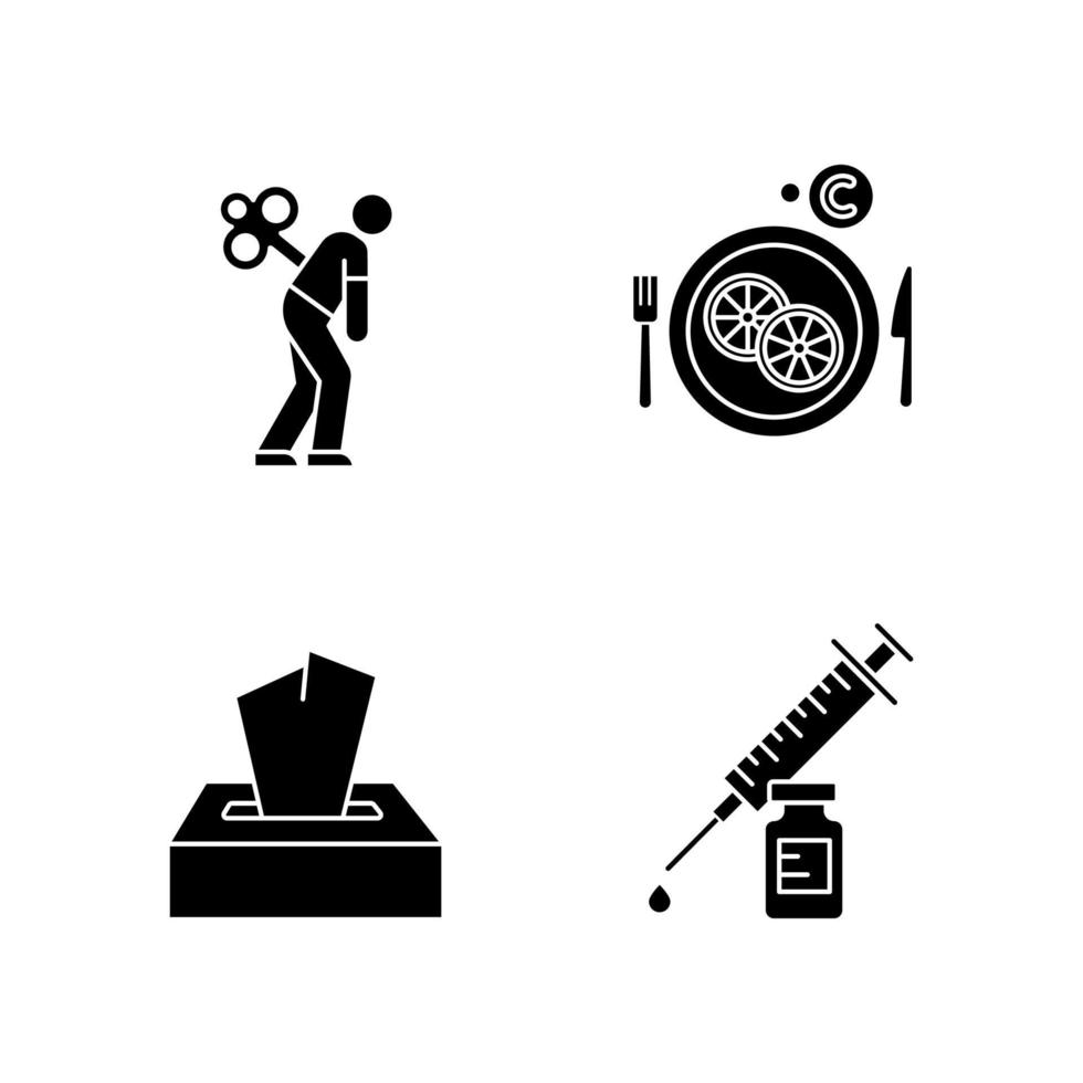 Common cold glyph icons set vector