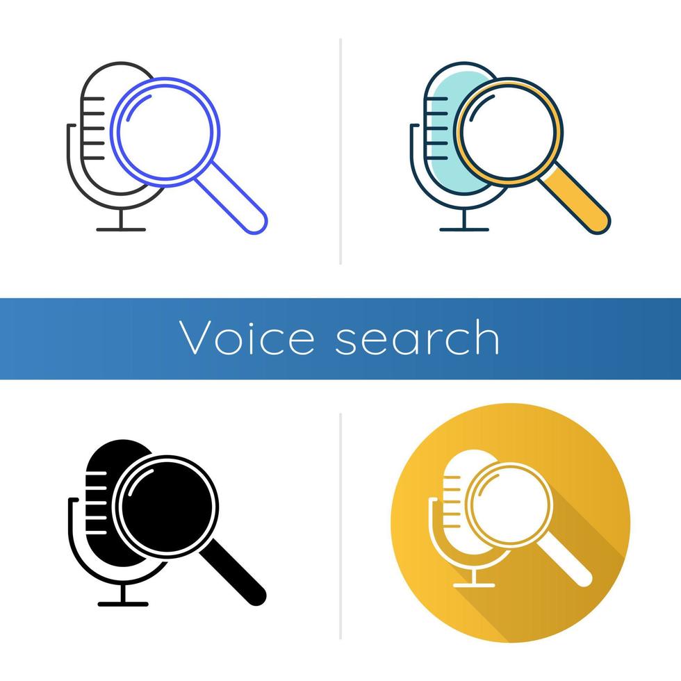 Voice search command icons set vector