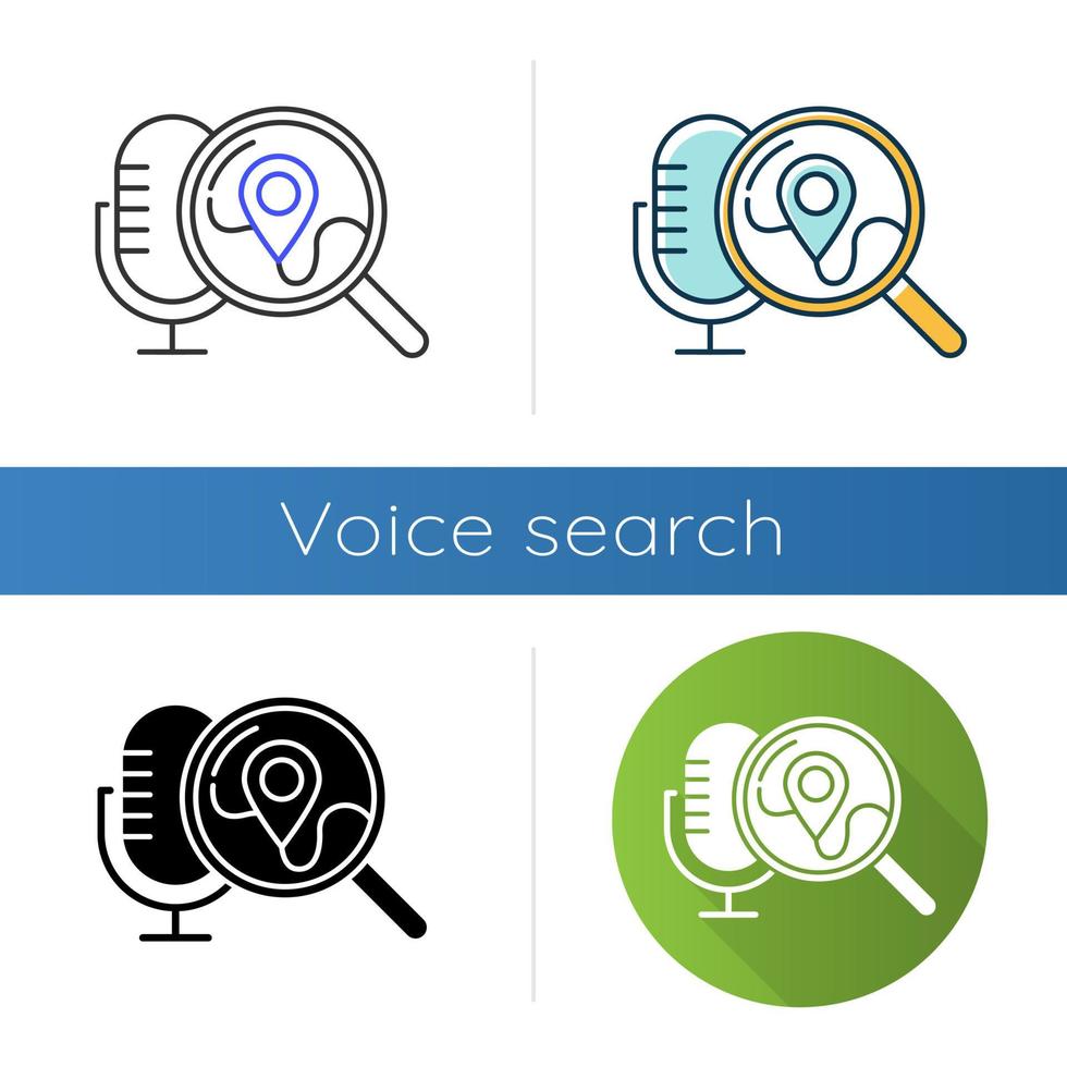 Geolocation voice request icons set vector