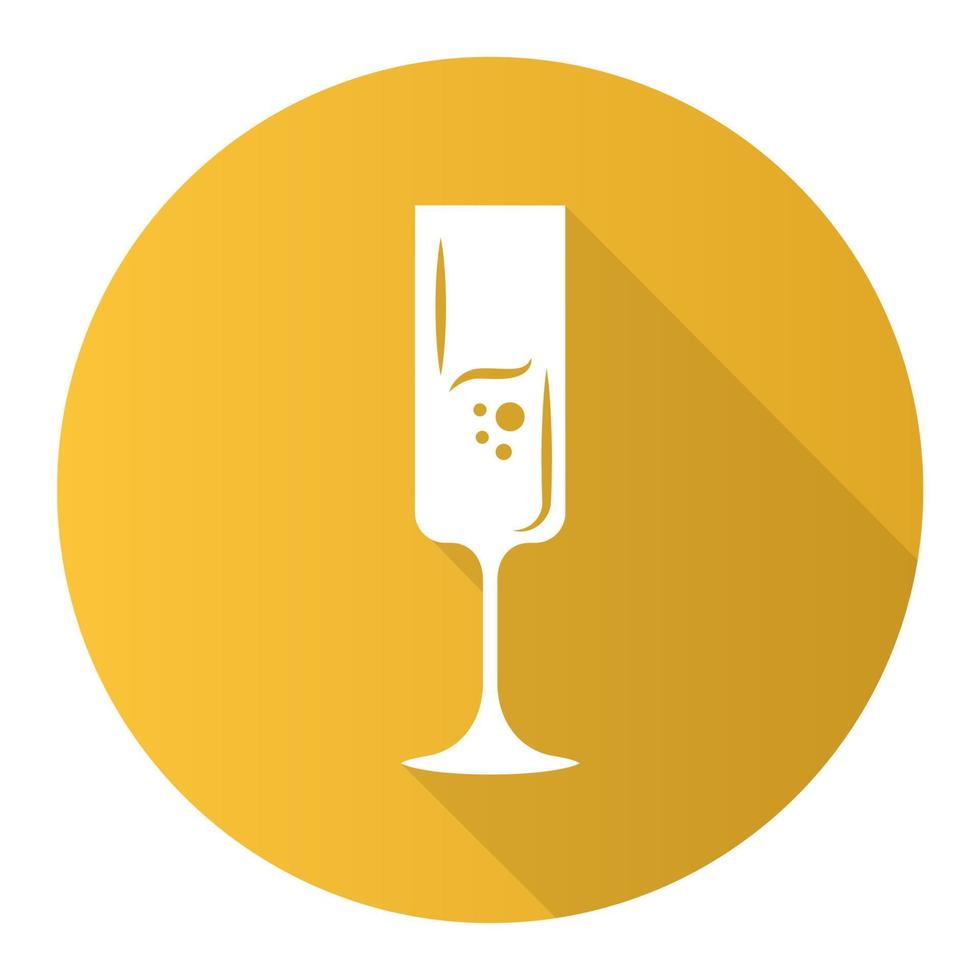 Wine glass yellow flat design long shadow glyph icon vector